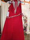 Red Halter Low V-Neck Dress Gown
