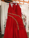 Red Halter Low V-Neck Dress Gown