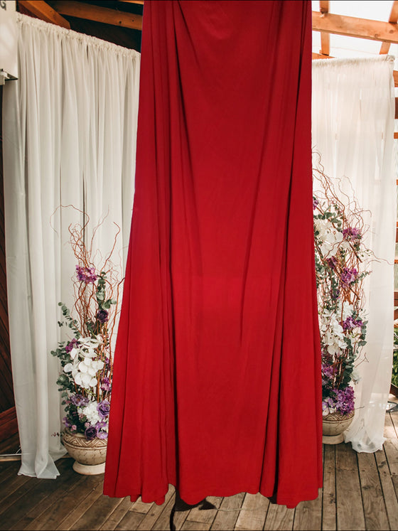 Red Jersey Sweetheart Gown
