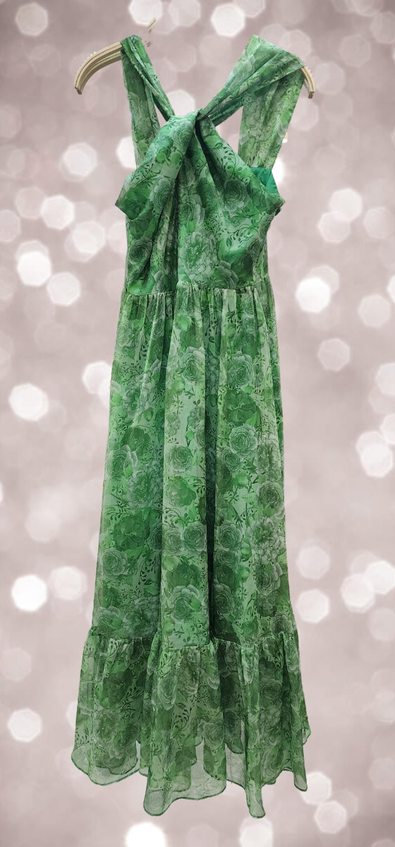 Green Silky Maxi Dress