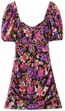  Floral Ruched Mini Dress