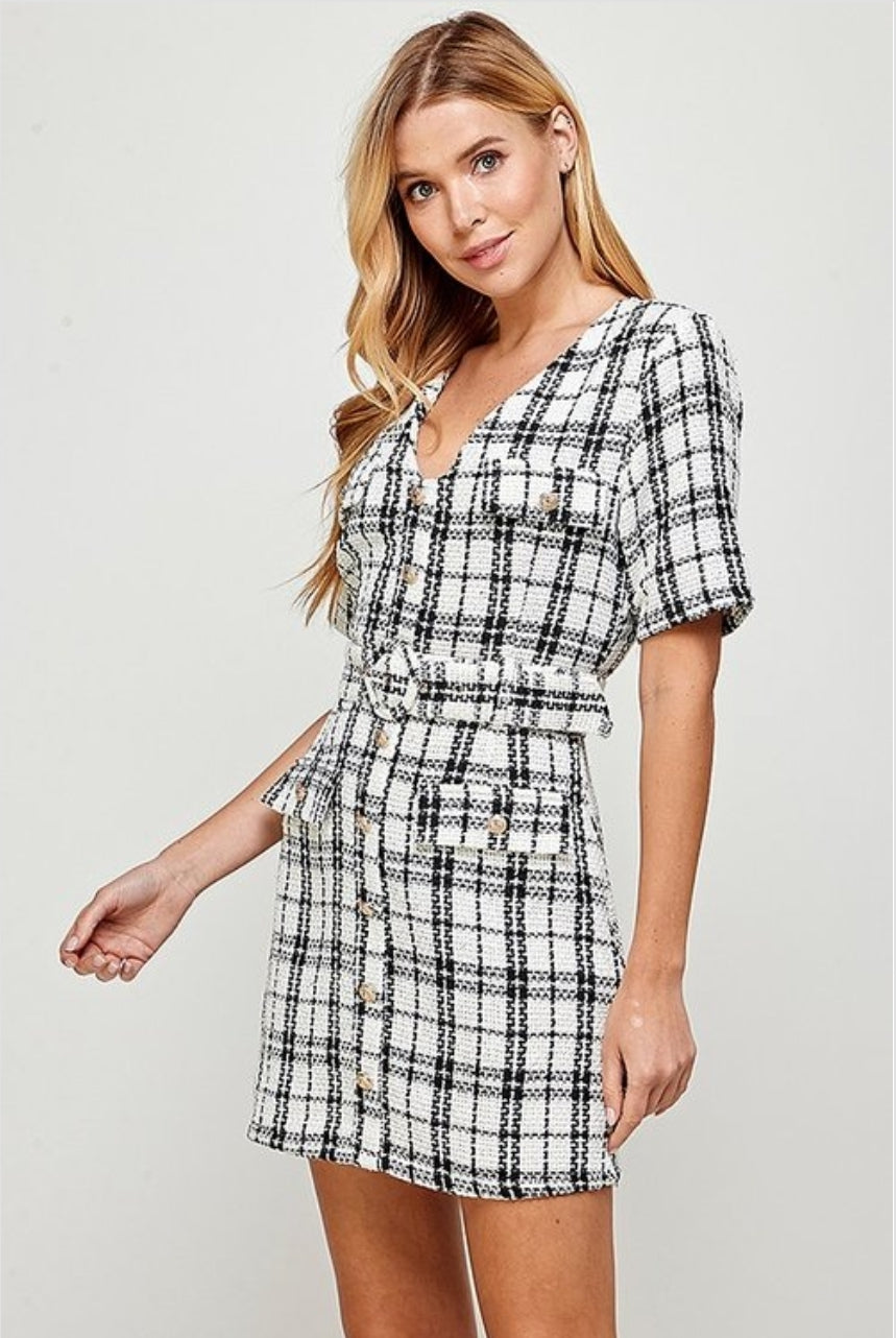 belted tweed mini dress Belted Tweed Dress – Fabjetsetter Fashion Boutique