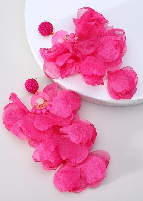 Rose Flower Petal Dangling Earrings