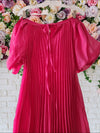 Pleated Dress With Puff Sleeves