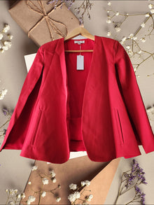  Red Cape Jacket with Slits