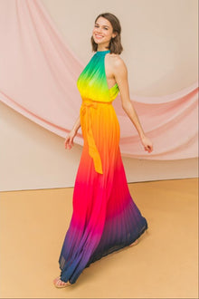  Semi-Sheer Pleated Maxi Dress