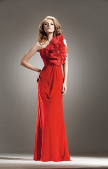  Red Empire Waistline A-Line Dress Gown