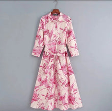  Pink Vintage Flower Print Dress