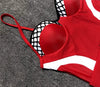 Red Belt Style One Piece Swimwear