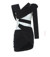 Black Asymmetric  Mesh Bodycon Mini Dress