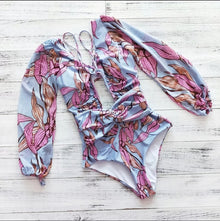  Sexy Pink/Blue Long Sleeve Swimwear