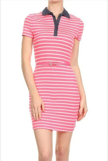  Banjul Pink Polo Style Belted Dress