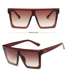  Brown Flat Top Classic Square Sunglasses