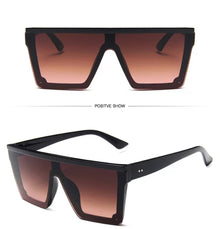  Pink Brown Flat Top Classic Square Sunglasses