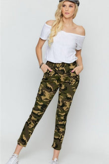  Army Camouflage Print Elastic Waist Pants
