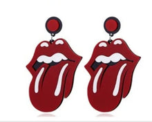 Cute Trendy Acrylic Red Tounge and Lips Out  Earrings
