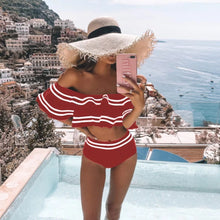  Red Sexy Off Shoulder  Bathing Suit