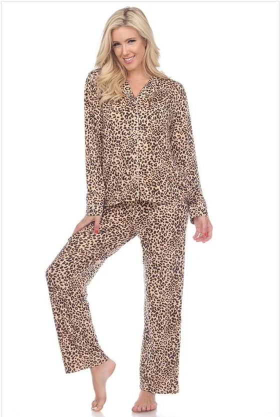 Animal Print Long Sleeve Pajama Set