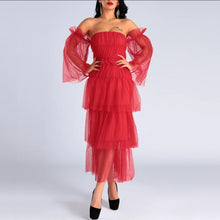  Sexy Solid Red Tiered Ruffles Dress