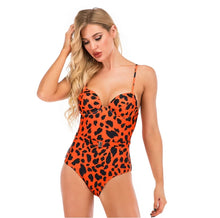  Leopard Print Belt Style One Piece Swimwear