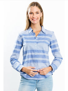 Blue Striped Button Down Shirt