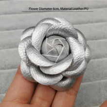  Handmade PU Leather Camellia Flower Brooches