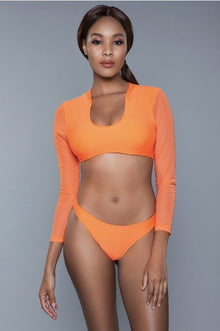  Orange High Cut Two Piece Bikini