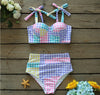 Colorful Plaid Bikini High Waist Swimwear