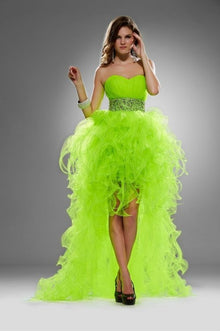  Strapless Hi Low Ruffled Dress Gown