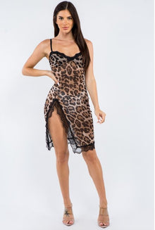  Leopard Print Mesh Dress