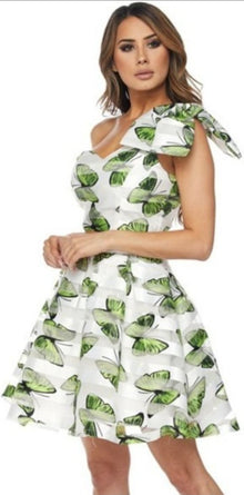  Green Butterfly Print Two Piece Skirt Set
