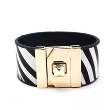  Zebra Punk Wrap Charm Leather Bracelet For Women