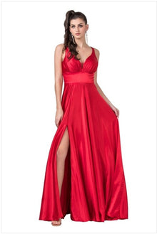  Red A-Line Style Evening Gown