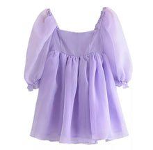  Purple Organza Summer Mini Dress