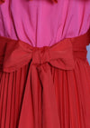 Color Block Off-Shoulder Pleated Maxi Dress