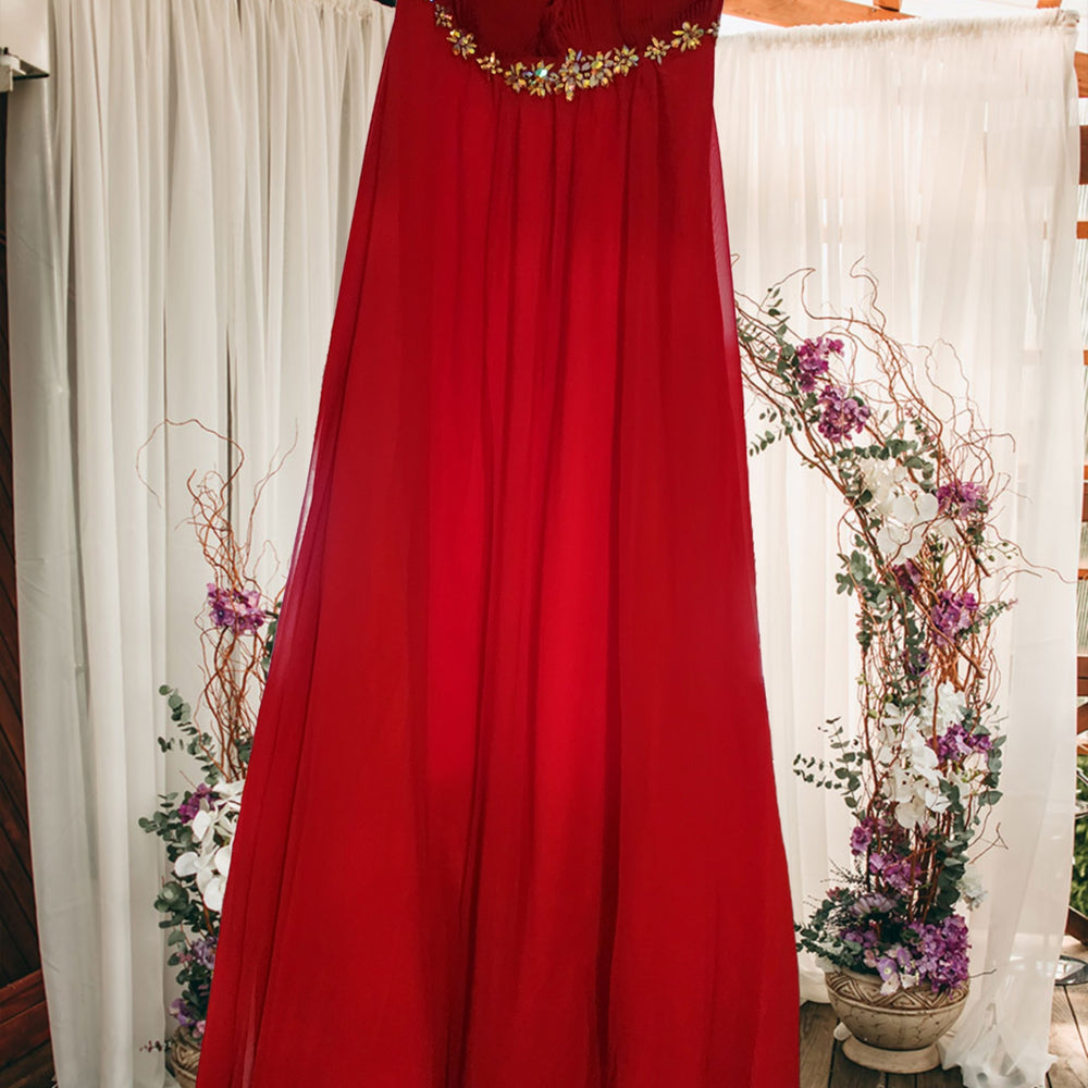 Strapless Empire Dress Gown Red