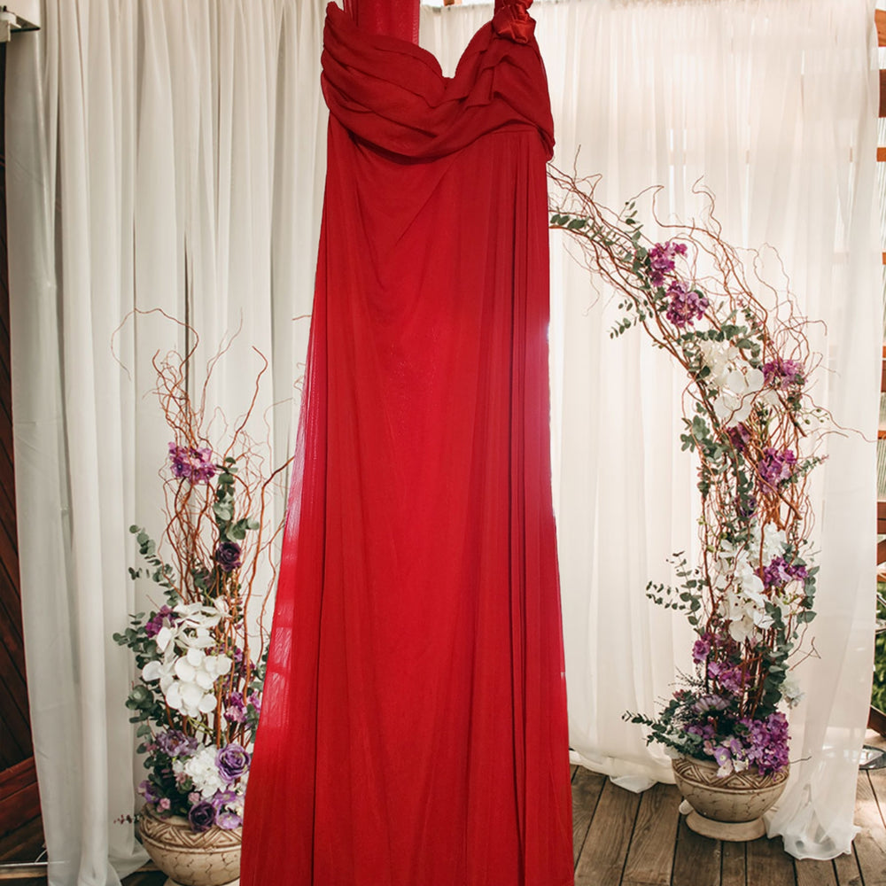 One Shoulder Dress Gown Red