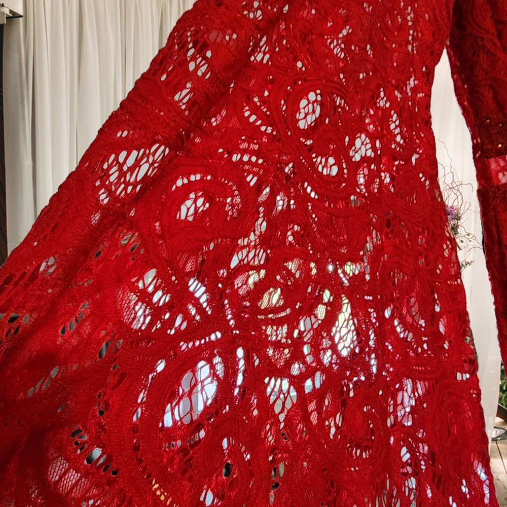 
                      
                        Long Sleeve  Lace Gown Red
                      
                    