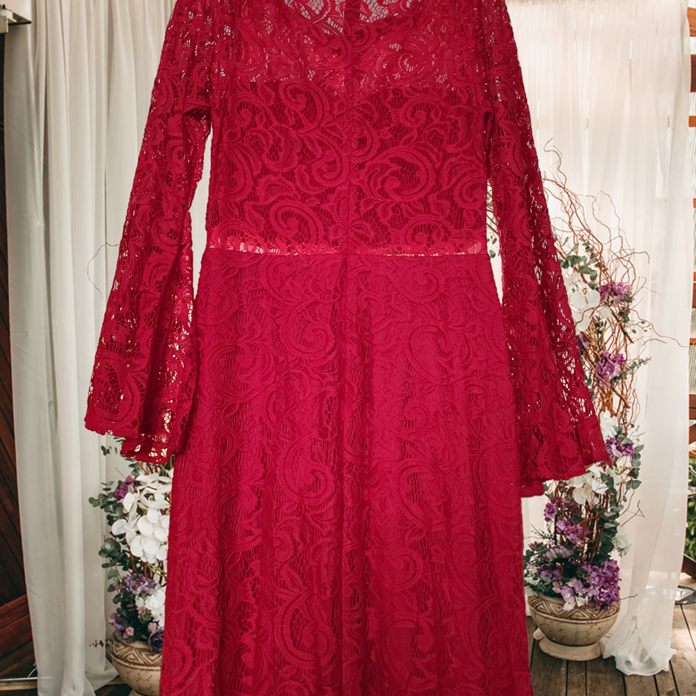 
                      
                        Long Sleeve  Lace Gown Red
                      
                    