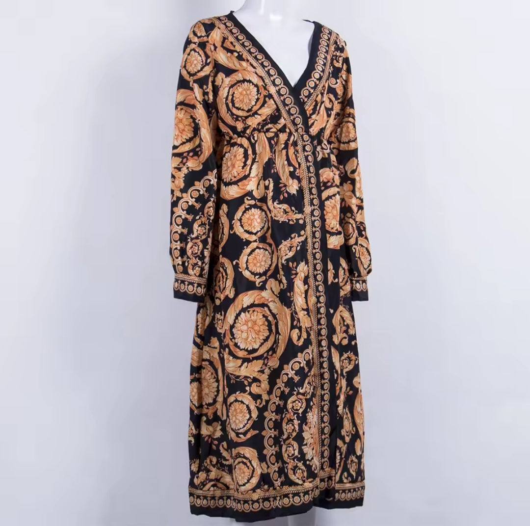 Baroque Design Tribal Wrap Maxi Dress 1