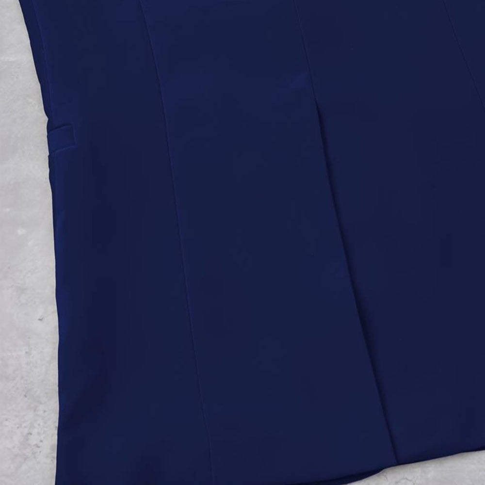 
                  
                    Blue Colete Sleeveless Coat Back Close Up
                  
                