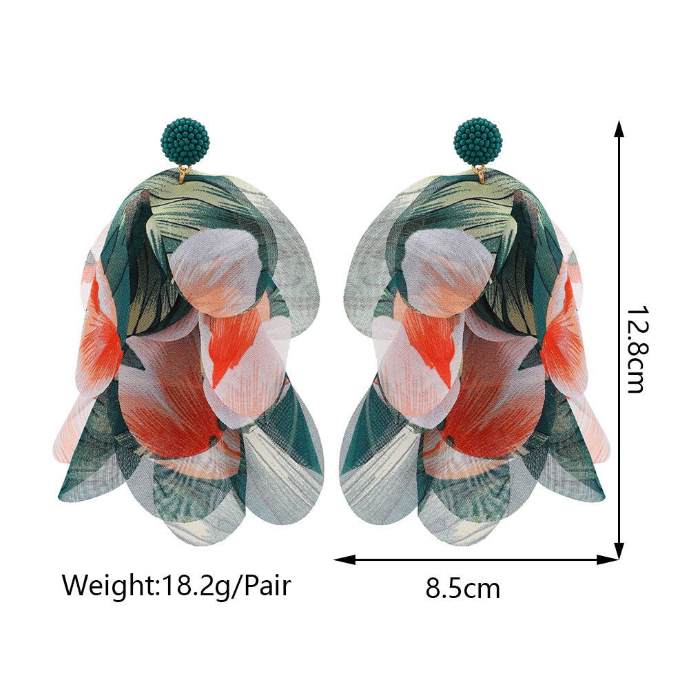 
                  
                    Bohemian Printed Flower Petal Dangling Earrings Dimensions
                  
                