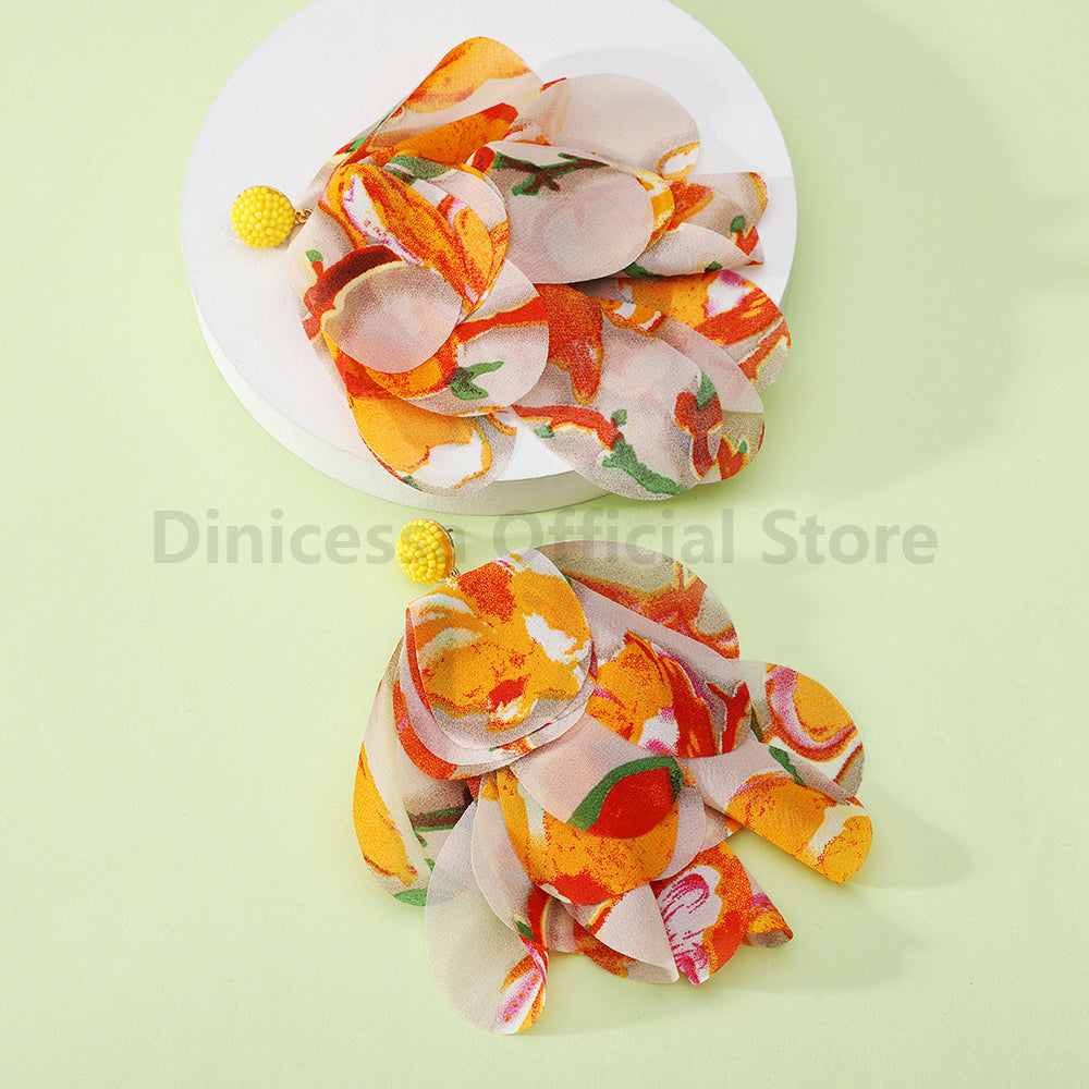 
                  
                    Bohemian Printed Flower Petal Dangling Earrings Flat
                  
                