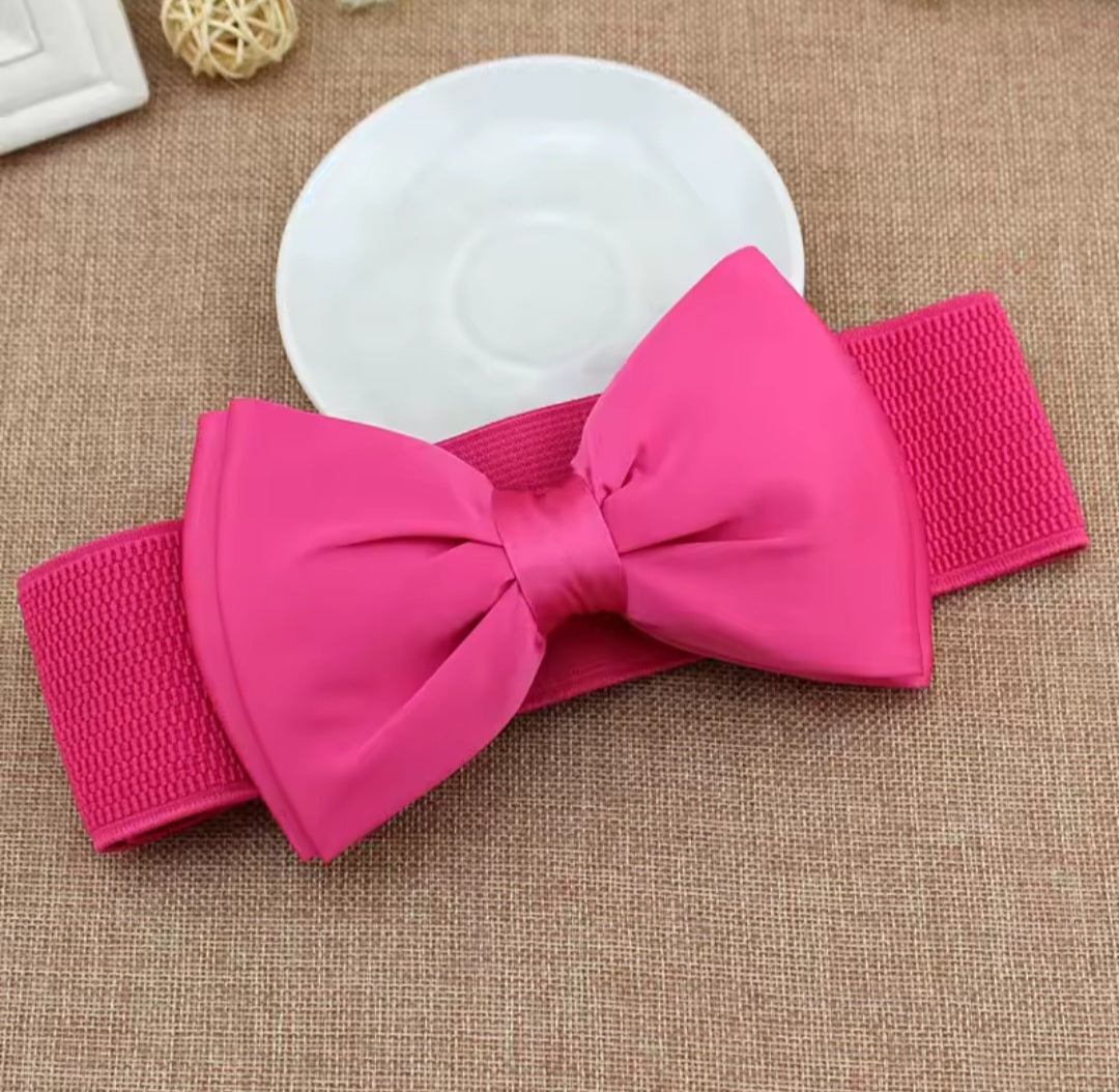 Bowknot Front Stretchy Corset Belt, Fuschia
