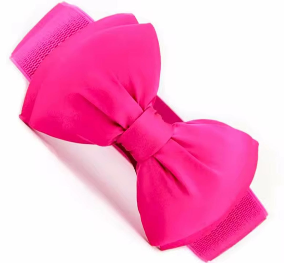 Bowknot Front Stretchy Corset Belt, Fuschia2