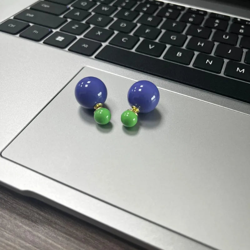 Candy Color Double Sided Pearl Stud Purple Green
