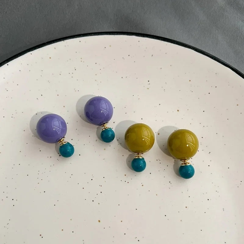 Candy Color Double Sided Pearl Studs