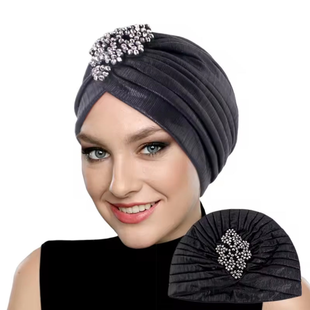 Diamond Turban Cap Black