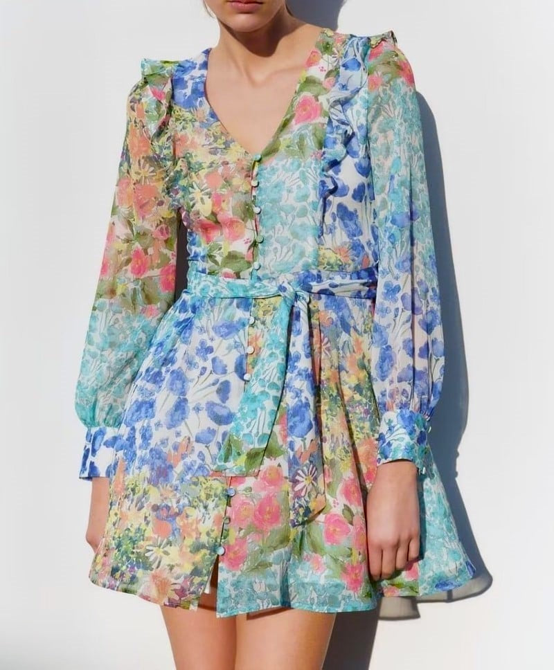 
                      
                        Floral Print Knot Dress Model
                      
                    