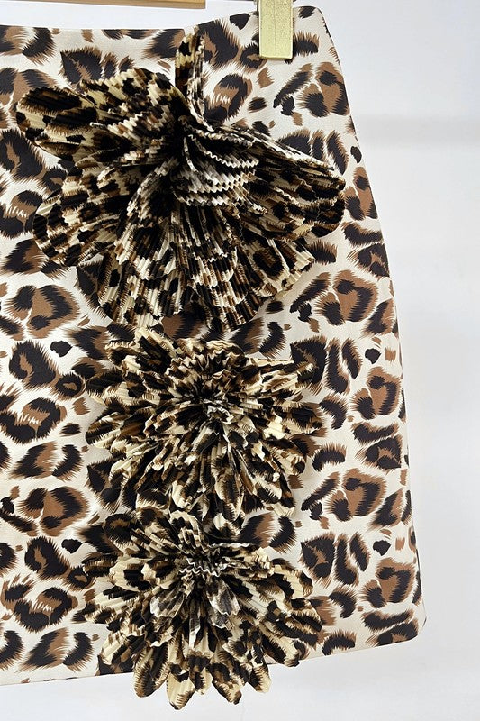 Flower Leopard Mini Skirt Details